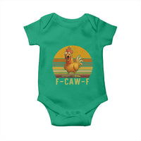 F Caw F Retro Chicken Meme Baby Onesie Vintage Sunset Poultry Graphic Loud Bird Energy - Wonder Print Shop