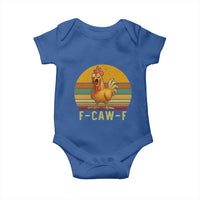 F Caw F Retro Chicken Meme Baby Onesie Vintage Sunset Poultry Graphic Loud Bird Energy - Wonder Print Shop