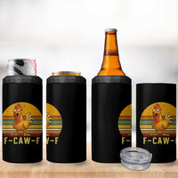 F Caw F Retro Chicken Meme 4 in 1 Can Cooler Tumbler Vintage Sunset Poultry Graphic Loud Bird Energy - Wonder Print Shop