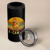 F Caw F Retro Chicken Meme 4 in 1 Can Cooler Tumbler Vintage Sunset Poultry Graphic Loud Bird Energy - Wonder Print Shop