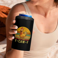 F Caw F Retro Chicken Meme 4 in 1 Can Cooler Tumbler Vintage Sunset Poultry Graphic Loud Bird Energy - Wonder Print Shop