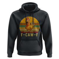 F Caw F Retro Chicken Meme Hoodie Vintage Sunset Poultry Graphic Loud Bird Energy - Wonder Print Shop
