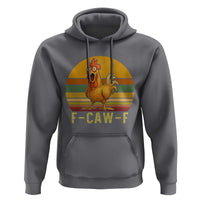 F Caw F Retro Chicken Meme Hoodie Vintage Sunset Poultry Graphic Loud Bird Energy - Wonder Print Shop