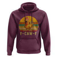 F Caw F Retro Chicken Meme Hoodie Vintage Sunset Poultry Graphic Loud Bird Energy - Wonder Print Shop
