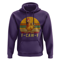 F Caw F Retro Chicken Meme Hoodie Vintage Sunset Poultry Graphic Loud Bird Energy - Wonder Print Shop