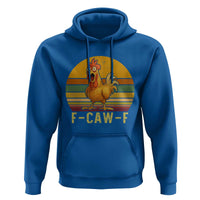 F Caw F Retro Chicken Meme Hoodie Vintage Sunset Poultry Graphic Loud Bird Energy - Wonder Print Shop