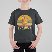 F Caw F Retro Chicken Meme T Shirt For Kid Vintage Sunset Poultry Graphic Loud Bird Energy - Wonder Print Shop