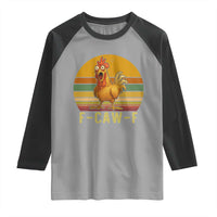 F Caw F Retro Chicken Meme Raglan Shirt Vintage Sunset Poultry Graphic Loud Bird Energy - Wonder Print Shop