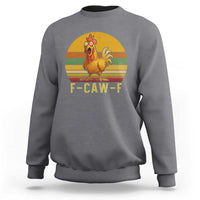 F Caw F Retro Chicken Meme Sweatshirt Vintage Sunset Poultry Graphic Loud Bird Energy - Wonder Print Shop