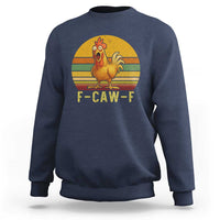 F Caw F Retro Chicken Meme Sweatshirt Vintage Sunset Poultry Graphic Loud Bird Energy - Wonder Print Shop