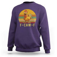 F Caw F Retro Chicken Meme Sweatshirt Vintage Sunset Poultry Graphic Loud Bird Energy - Wonder Print Shop