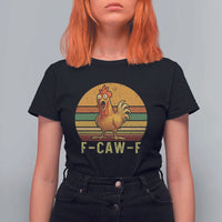 F Caw F Retro Chicken Meme T Shirt For Women Vintage Sunset Poultry Graphic Loud Bird Energy - Wonder Print Shop