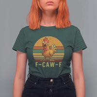 F Caw F Retro Chicken Meme T Shirt For Women Vintage Sunset Poultry Graphic Loud Bird Energy - Wonder Print Shop