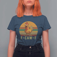 F Caw F Retro Chicken Meme T Shirt For Women Vintage Sunset Poultry Graphic Loud Bird Energy - Wonder Print Shop
