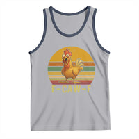 F Caw F Retro Chicken Meme Tank Top Vintage Sunset Poultry Graphic Loud Bird Energy - Wonder Print Shop