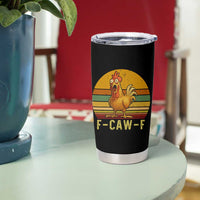 F Caw F Retro Chicken Meme Tumbler Cup Vintage Sunset Poultry Graphic Loud Bird Energy - Wonder Print Shop