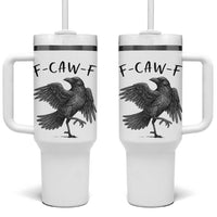 F Caw F Raven Graphic Tumbler With Handle Funny Sarcastic Bird with Attitude - Wonder Print Shop