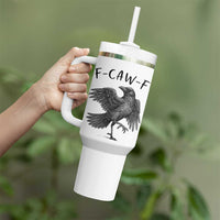F Caw F Raven Graphic Tumbler With Handle Funny Sarcastic Bird with Attitude - Wonder Print Shop