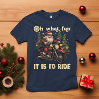 Santa Claus Biker T Shirt Oh What Fun It Is To Ride Motorcycle Christmas - Wonder Print Shop