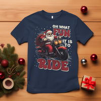Santa Claus Biker T Shirt Oh What Fun It Is To Ride Motorcycle Christmas - Wonder Print Shop