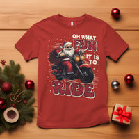 Santa Claus Biker T Shirt Oh What Fun It Is To Ride Motorcycle Christmas - Wonder Print Shop