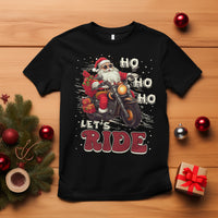 Santa Claus Biker T Shirt Ho Ho Ho Let's Ride Christmas - Wonder Print Shop