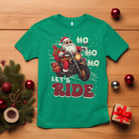 Santa Claus Biker T Shirt Ho Ho Ho Let's Ride Christmas - Wonder Print Shop