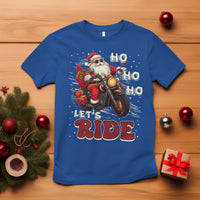 Santa Claus Biker T Shirt Ho Ho Ho Let's Ride Christmas - Wonder Print Shop