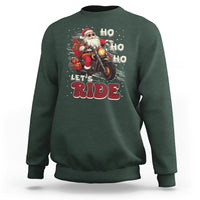 Santa Claus Biker Sweatshirt Ho Ho Ho Let's Ride Christmas - Wonder Print Shop