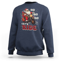 Santa Claus Biker Sweatshirt Ho Ho Ho Let's Ride Christmas - Wonder Print Shop