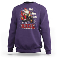 Santa Claus Biker Sweatshirt Ho Ho Ho Let's Ride Christmas - Wonder Print Shop