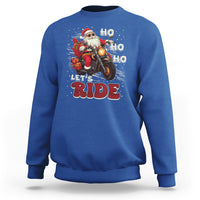 Santa Claus Biker Sweatshirt Ho Ho Ho Let's Ride Christmas - Wonder Print Shop