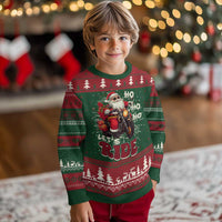 Biker Santa Claus Ugly Christmas Sweater Ho Ho Ho Let's Ride Xmas - Wonder Print Shop