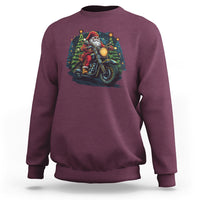 Santa Claus Biker Sweatshirt Riding Motorcycle Christmas - Wonder Print Shop