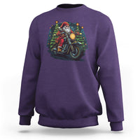 Santa Claus Biker Sweatshirt Riding Motorcycle Christmas - Wonder Print Shop