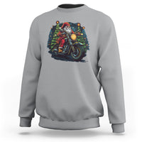 Santa Claus Biker Sweatshirt Riding Motorcycle Christmas - Wonder Print Shop