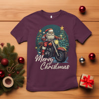 Santa Claus Biker T Shirt Merry Christmas Riding Motorcycle - Wonder Print Shop
