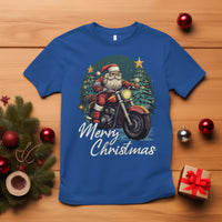 Santa Claus Biker T Shirt Merry Christmas Riding Motorcycle - Wonder Print Shop
