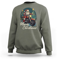Santa Claus Biker Sweatshirt Merry Christmas Riding Motorcycle - Wonder Print Shop