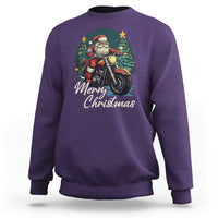 Santa Claus Biker Sweatshirt Merry Christmas Riding Motorcycle - Wonder Print Shop