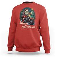 Santa Claus Biker Sweatshirt Merry Christmas Riding Motorcycle - Wonder Print Shop
