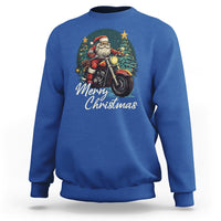 Santa Claus Biker Sweatshirt Merry Christmas Riding Motorcycle - Wonder Print Shop