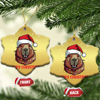 Funny Xmas Capybara Christmas Ornament Capy Xmas Meme Santa Hat - Wonder Print Shop