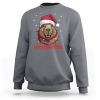 Capy Christmas Sweatshirt Funny Capybara Santa Meme - Wonder Print Shop