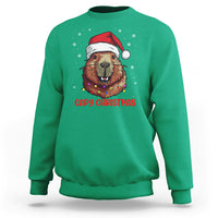 Capy Christmas Sweatshirt Funny Capybara Santa Meme - Wonder Print Shop