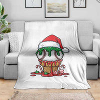 Cute Baseball Christmas Icecream Dripping Throw Blanket Holiday Ice Cream Cone with Santa Hat - Wonder Print Shop