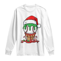 Cute Baseball Christmas Icecream Dripping Long Sleeve Shirt Holiday Ice Cream Cone with Santa Hat - Wonder Print Shop