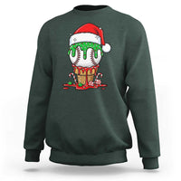 Cute Baseball Christmas Icecream Dripping Sweatshirt Holiday Ice Cream Cone with Santa Hat - Wonder Print Shop
