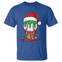 Cute Baseball Christmas Icecream Dripping T Shirt Holiday Ice Cream Cone with Santa Hat - Wonder Print Shop