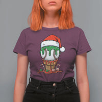 Cute Baseball Christmas Icecream Dripping T Shirt For Women Holiday Ice Cream Cone with Santa Hat - Wonder Print Shop